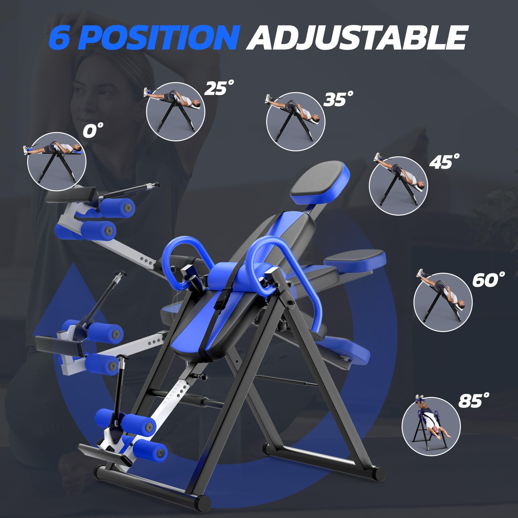 Heavy Duty Inversion Table,300 Lbs Capacity with Adjustable Protective ...