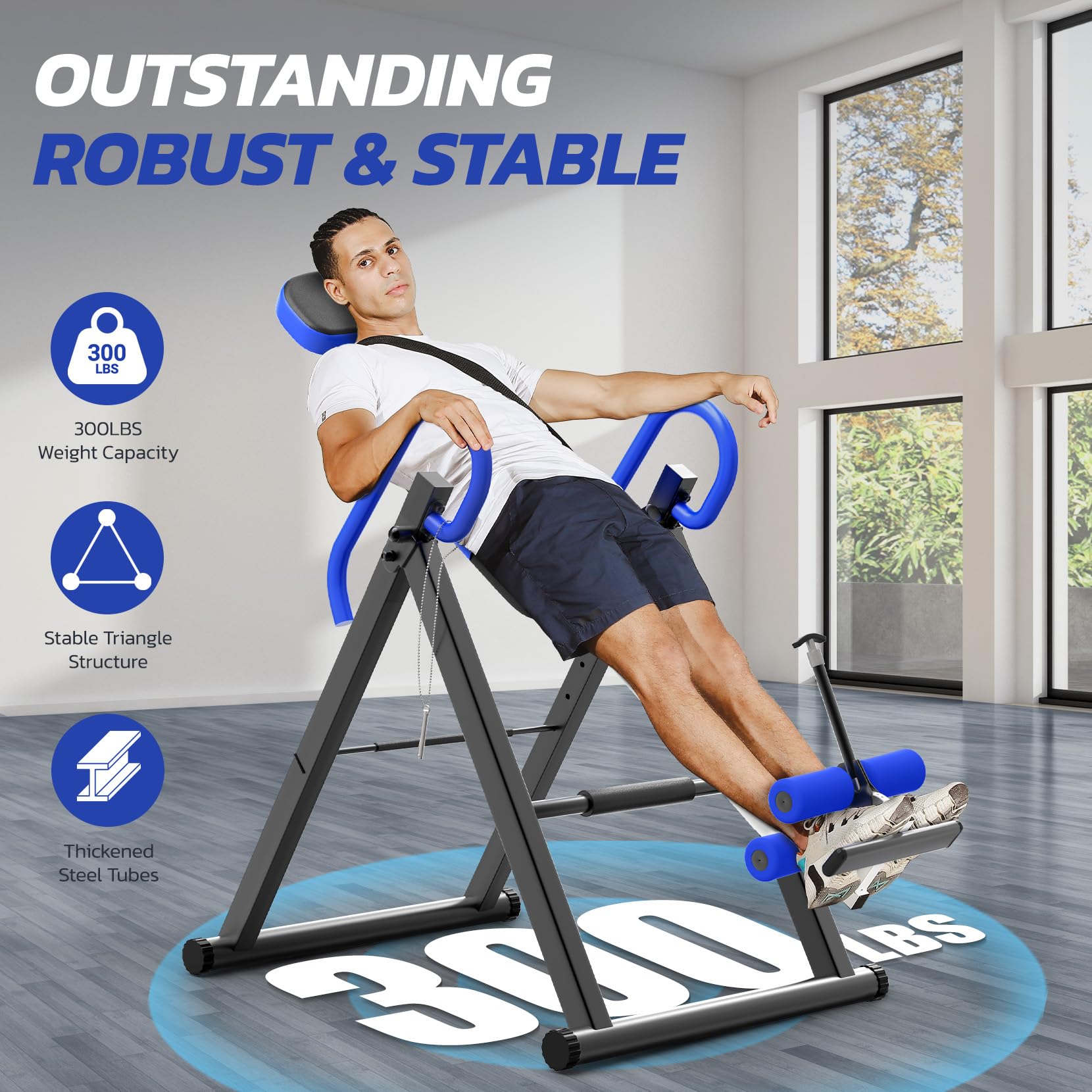 Heavy Duty Inversion Table,300 Lbs Capacity with Adjustable Protective ...